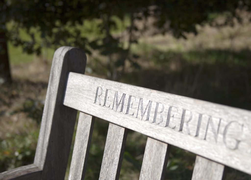 park bench dedicated to deceased